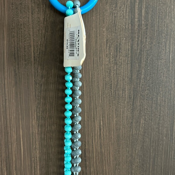 2-60” beaded necklaces. One teal (NWT) one grey. - Picture 1 of 4